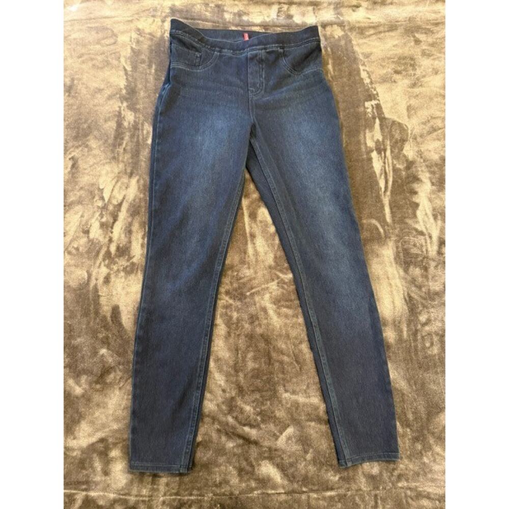 Spanx Ankle Skinny Jeans Womens Size Medium Dark Blue Shaping Pull On